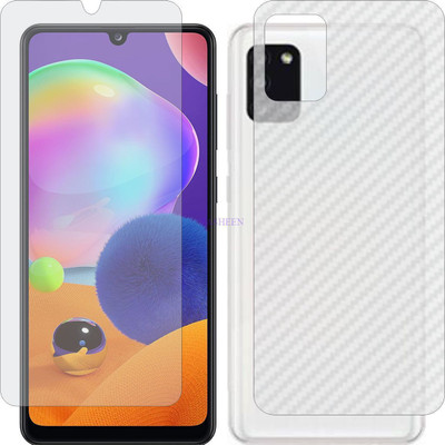 Fasheen Front and Back Tempered Glass for SAMSUNG GALAXY A31 (Front Matte Finish & Back 3d Carbon Fiber)(Pack of 2)