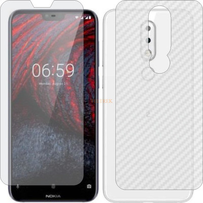 TELTREK Front and Back Tempered Glass for NOKIA 6.1 PLUS (Front Matte Finish & Back 3d Carbon Fiber)(Pack of 2)