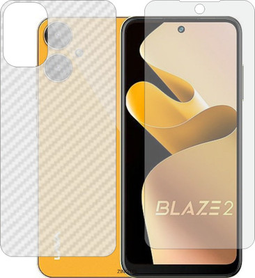 ZINGTEL Front and Back Tempered Glass for LAVA BLAZE 2 (Front Matte Finish & Back 3d Carbon Fiber)(Pack of 2)