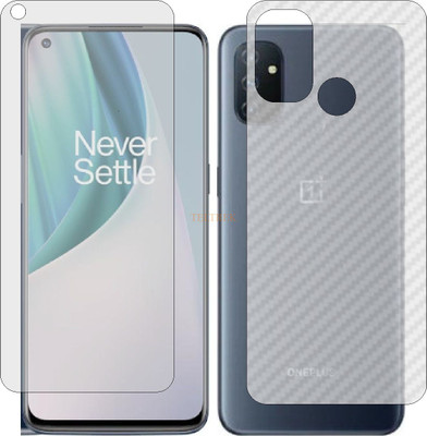 TELTREK Front and Back Tempered Glass for ONEPLUS N10 (Front Matte Finish & Back 3d Carbon Fiber)(Pack of 2)