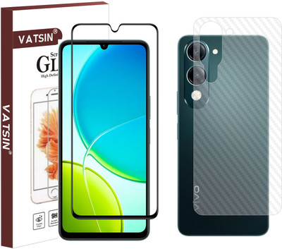 Vatsin Front and Back Tempered Glass for iQOO Z10 Lite, iQOO Z10 Lite [Back Carbon Fiber](Pack of 2)