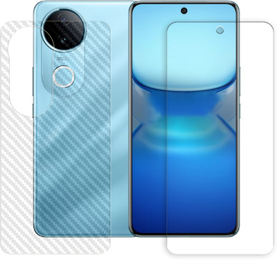 ARBAN Front and Back Tempered Glass for iQOO Z10R 5G Front Back Tempered Glass Screen Protector | Anti-Scratch | Edge to Edge Full Coverage | 9H Hardness ( 1 FRONT TEMPERED GLASS + 1 BACK CARBON FIBER SKIN )(Pack of 1)