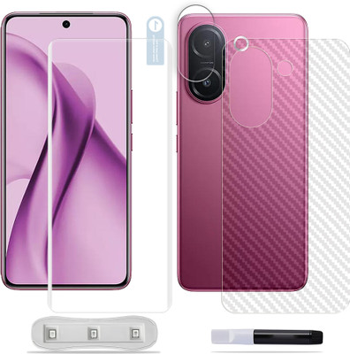 SOMTONE Front and Back Tempered Glass for vivo V60e 5G Tempered Glass Screen Protector ( 1 UV TEMPERED GLASS SCREEN PROTECTOR + 1 BACK CARBON FIBER SKIN + CAMERA LENS PROTECTOR )(Pack of 1)