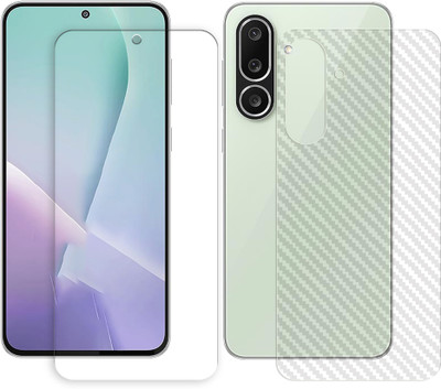 ARBAN Front and Back Tempered Glass for Samsung Galaxy F56 5G Tempered Glass Screen Protector | Anti-Scratch | Edge to Edge Full Coverage | 9H Hardness (1 FRONT TEMPERED GLASS + 1 BACK CARBON FIBER SKIN)(Pack of 1)