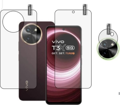 DB Front and Back Tempered Glass for VIVO T3X 5G FRONT AND BACK , CAMERA LENS(Pack of 3)
