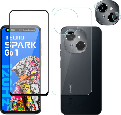 Vatsin Front and Back Tempered Glass for Tecno Spark Go 1, Tecno Spark Go 1 [With Rear Camera Lens Guard](Pack of 3)