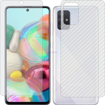 Fasheen Front and Back Tempered Glass for SAMSUNG A715F GALAXY A71 (Front Matte Finish & Back 3d Carbon Fiber)(Pack of 2)
