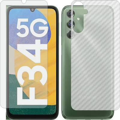 MOBART Front and Back Tempered Glass for Samsung Galaxy F34 (Matte Front & Carbon Fiber Skin for Back)(Pack of 2)