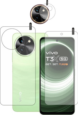 DORADO SHIELD Front and Back Tempered Glass for vivo t3x 5g with camera lens(Pack of 3)