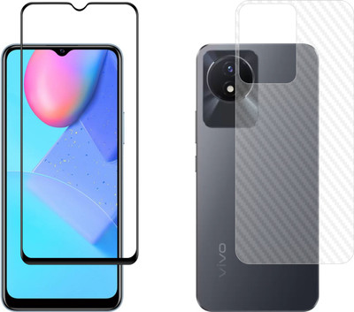 Vatsin Front and Back Tempered Glass for ViVO Y02, ViVO Y02 [Back Carbon Fiber](Pack of 2)