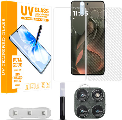SOMTONE Front and Back Tempered Glass for Motorola Edge 5G (2025) Tempered Glass Screen Protector ( 1 UV TEMPERED GLASS SCREEN PROTECTOR + 1 BACK CARBON FIBER SKIN + CAMERA LENS PROTECTOR ) UV01(Pack of 1)