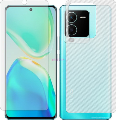 TELTREK Front and Back Tempered Glass for VIVO S15 PRO (Front Matte Finish & Back 3d Carbon Fiber)(Pack of 2)