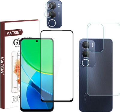 Vatsin Front and Back Tempered Glass for ViVO Y29 5G, ViVO Y29 5G [With Rear Camera Lens Guard](Pack of 3)