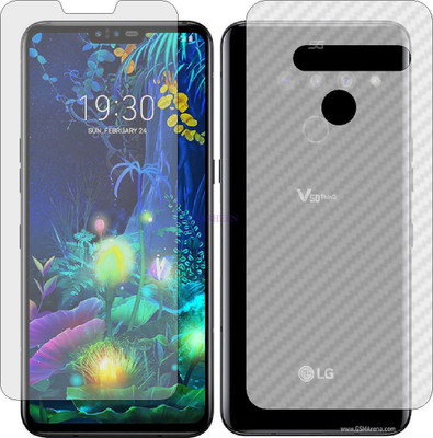 Fasheen Front and Back Tempered Glass for LG V50 THINQ (Front Matte Finish & Back 3d Carbon Fiber)(Pack of 2)