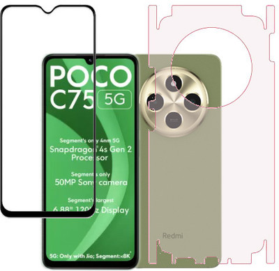 ECMERED Front and Back Tempered Glass for Poco C75 5g, Poco C75(Pack of 2)