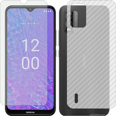 MOBART Front and Back Tempered Glass for Nokia C210 (Matte Front & Carbon Fiber Skin for Back)(Pack of 2)
