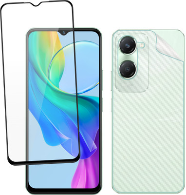 Ten To 11 Front and Back Tempered Glass for ViVO Y28S 5G, ViVO Y28S 5G [Back Carbon Fiber](Pack of 2)