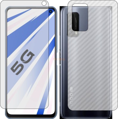 TELTREK Front and Back Tempered Glass for VIVO IQOO Z1X 5G V2012A (Front Matte Finish & Back 3d Carbon Fiber)(Pack of 2)