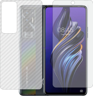 Fasheen Front and Back Tempered Glass for TECNO POVA 5G (Front Matte Finish & Back 3d Carbon Fiber)(Pack of 2)