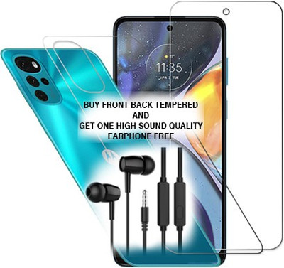 SOMTONE Front and Back Tempered Glass for Motorola Moto G22 FRONT BACK TEMPERED GLASS BUY AND GET EARPHONE FREE(Pack of 1)