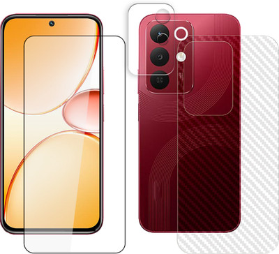 ARBAN Front and Back Tempered Glass for Realme 15x 5G (India) Tempered Glass Screen Protector | Edge to Edge Full Coverage | 9H Hardness ( 1 FRONT SCREEN GUARD + 1 BACK CARBON FIBER SKIN + 1 CAMERA LENS PROTECTOR ) FX01(Pack of 1)