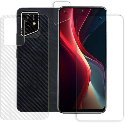 SOMTONE Front and Back Tempered Glass for Lava Yuva 2 5G Tempered Glass Screen Protector | Anti-Scratch | Edge to Edge Full Coverage | 9H Hardness (1 FRONT SCREEN GUARD + 1 BACK CARBON FIBER SKIN + 1 CAMERA LENS PROTECTOR)(Pack of 1)