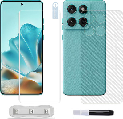 SOMTONE Front and Back Tempered Glass for Motorola Edge 60s 5G Tempered Glass Screen Protector ( 1 UV TEMPERED GLASS SCREEN PROTECTOR + 1 BACK CARBON FIBER SKIN )(Pack of 1)