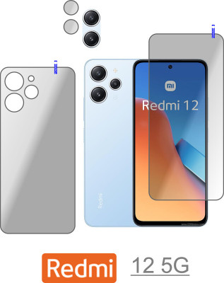 PONDRIK Front and Back Tempered Glass for REDMI 12 5G(Pack of 3)