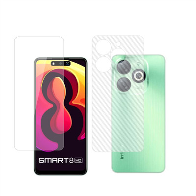 Ten To 11 Front and Back Tempered Glass for Infinix Smart 8, Infinix Smart 8 [Back Carbon Fiber](Pack of 2)