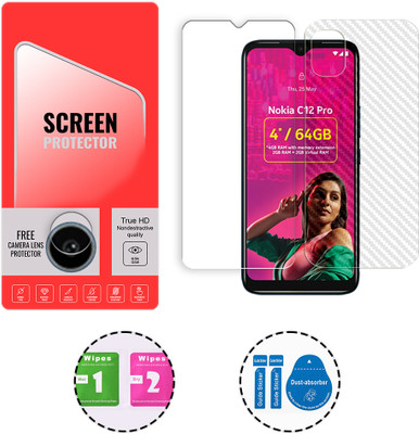 SOMTONE Front and Back Tempered Glass for Nokia C12 Pro 4G (1 FREE CAMERA LENS) WITH FRONTBACK SCREEN PROTECTOR(Pack of 1)