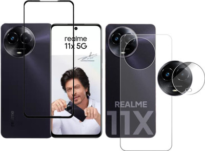 FINCH Front and Back Tempered Glass for realme C67 (Midnight Black), REALME 11X 5G, realme narzo 60x 5g(Pack of 3)