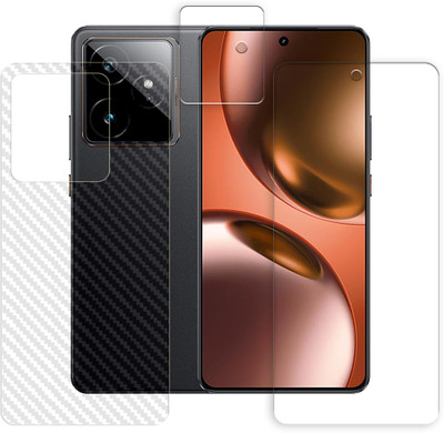 SOMTONE Front and Back Tempered Glass for Realme GT 7 5G Tempered Glass Screen Protector | Anti-Scratch | Edge to Edge Full Coverage | 9H Hardness (1 FRONT SCREEN GUARD + 1 BACK CARBON FIBER SKIN + 1 CAMERA LENS PROTECTOR)(Pack of 1)