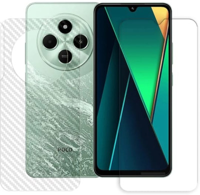 AHWAVEEDA Front and Back Tempered Glass for POCO C75 4G(Pack of 2)