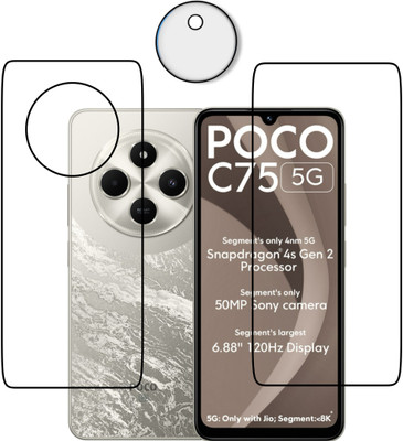 Winkoba Front and Back Tempered Glass for Poco c75(Pack of 3)