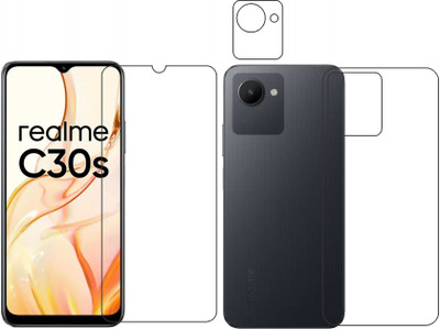 wooden craft Front and Back Tempered Glass for realme C30s {Flexible}, RMX3690, C30s(Pack of 3)