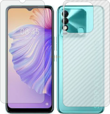 TELTREK Front and Back Tempered Glass for TECNO SPARK 8 (Front Matte Finish & Back 3d Carbon Fiber)(Pack of 2)