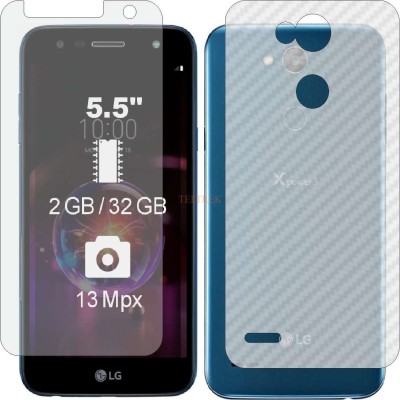TELTREK Front and Back Tempered Glass for LG X5 2018 (Front Matte Finish & Back 3d Carbon Fiber)(Pack of 2)