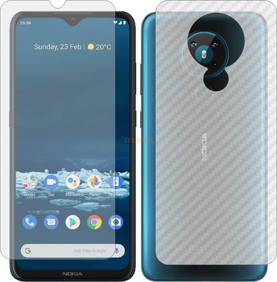 TELTREK Front and Back Tempered Glass for NOKIA 5.3 (Front Matte Finish & Back 3d Carbon Fiber)(Pack of 2)