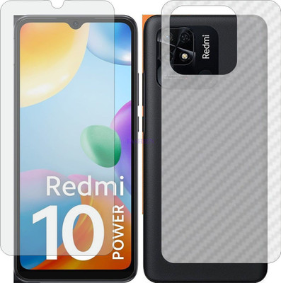 Fasheen Front and Back Tempered Glass for XIAOMI REDMI 10 POWER (Front Matte Finish & Back 3d Carbon Fiber)(Pack of 2)