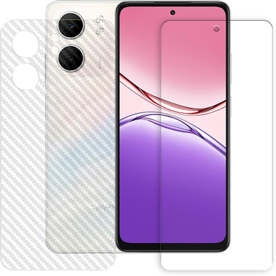 SOMTONE Front and Back Tempered Glass for Oppo A5x 4G Tempered Glass Screen Protector | Anti-Scratch | Edge to Edge Full Coverage | 9H Hardness (1 FRONT TEMPERED GLASS PROTECTOR + 1 BACK CARBON FIBER SKIN)(Pack of 1)