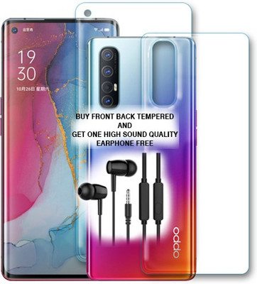 SOMTONE Front and Back Tempered Glass for OPPO Reno 3 Pro FRONT BACK TEMPERED GLASS BUY AND GET EARPHONE FREE(Pack of 1)