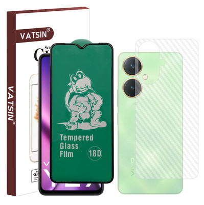 Vatsin Front and Back Tempered Glass for ViVO Y27, ViVO Y27 [Back Carbon Fiber](Pack of 2)