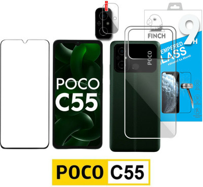 FINCH Front and Back Tempered Glass for POCO C55(Pack of 3)
