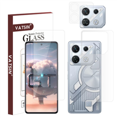 Vatsin Front and Back Tempered Glass for Infinix GT10 Pro, Infinix GT10 Pro [With Rear Camera Lens Guard](Pack of 3)