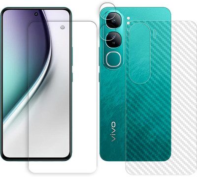 ARBAN Front and Back Tempered Glass for vivo Y200 4G Tempered Glass Screen Protector | Anti-Scratch | Edge to Edge Full Coverage | 9H Hardness (1 FRONT SCREEN GUARD + 1 BACK CARBON FIBER SKIN + 1 CAMERA LENS PROTECTOR)(Pack of 1)
