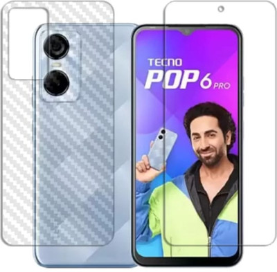 DOWRVIN Front and Back Tempered Glass for TECNO POP 6 PRO FRONT AND BACK TEMPERED GLASS(Pack of 2)