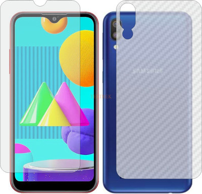TELTREK Front and Back Tempered Glass for SAMSUNG M01 (Front Matte Finish & Back 3d Carbon Fiber)(Pack of 2)