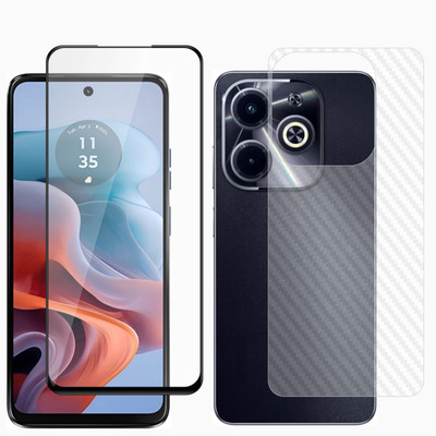 Ten To 11 Front and Back Tempered Glass for Infinix Smart 8 Plus, Infinix Smart 8 Plus [Back Carbon Fiber](Pack of 2)