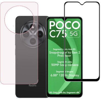 ECMERED Front and Back Tempered Glass for Poco C75 5g, Poco C75(Pack of 2)