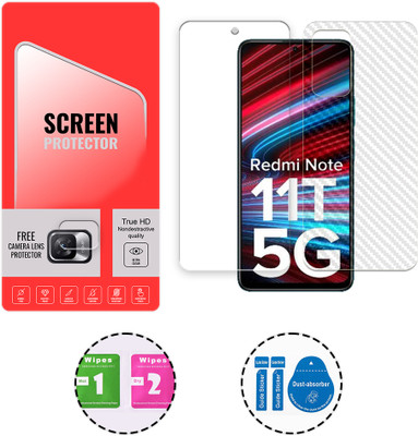 SOMTONE Front and Back Tempered Glass for Xiaomi Redmi Note 11T 5G (1 FREE CAMERA LENS) WITH FRONTBACK SCREEN PROTECTOR(Pack of 1)